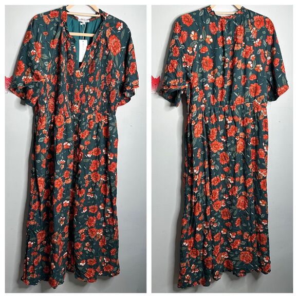Baltic Born Botega Midi Dress Jade Green Floral Plus Size 1XL NEW NWT - Picture 2 of 12